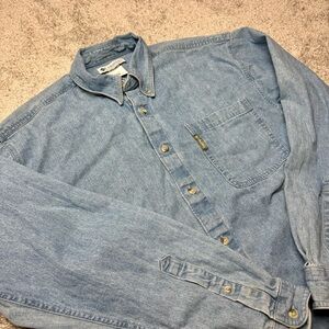 Vintage Columbia Men’s Denim 90’s Long Sleeve Button Down Shirt Size L